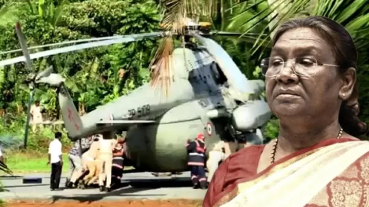 দুর্ঘটনার কবলে ভারতের রাষ্ট্রপতি দ্রৌপদী মুর্মুর হেলিকপ্টার ছবি: সংগৃহীত।